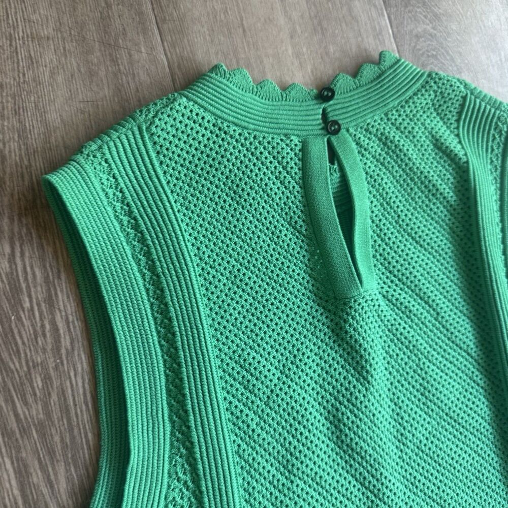 THE KOOPLES Scalloped Rib Knit Maxi Dress Sz M Emerald Green Romantic MSRP $415 - Picture 4 of 15